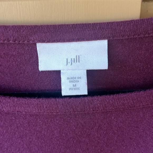 J. Jill Sz M Like New Dark Plumb Shift Midi Dress Embroidered Boho Long Sleeves - Picture 3 of 9